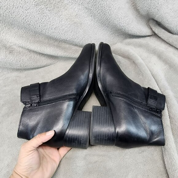 Naturalizer Shoes Womens Size 9 Drewe Black Leather Side Zip Ankle Booties - Picture 7 of 14